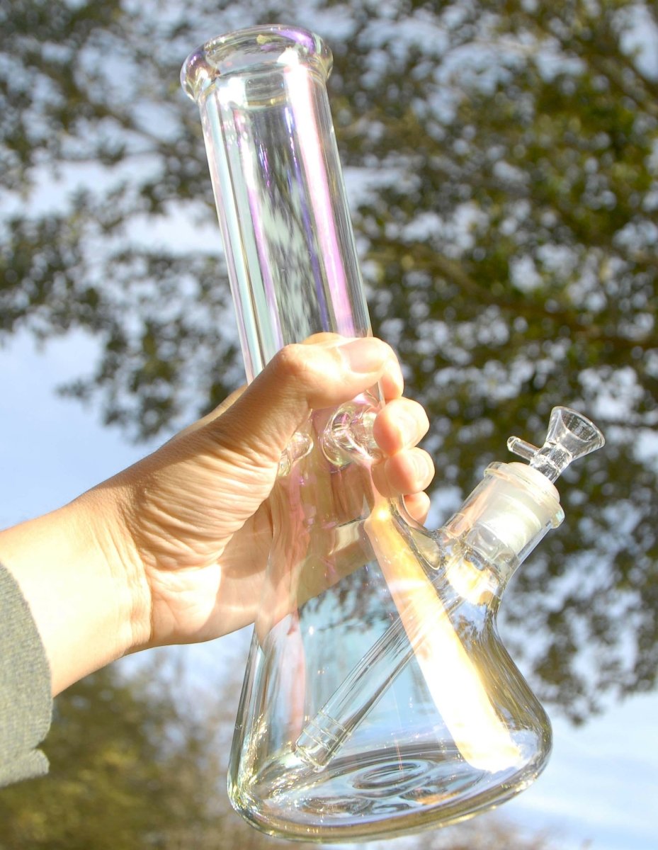 12" 9mm Super Heavy Glass Beaker Bongs with Ice Pinch - Simple Glass Pipe