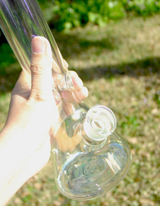 12" 9mm Super Heavy Glass Beaker Bongs with Ice Pinch - Simple Glass Pipe