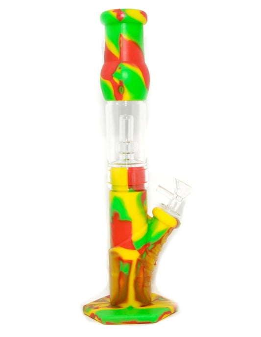 13" Silicone & Glass Water Pipe with Percs - Simple Glass Pipe