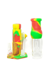 13" Silicone & Glass Water Pipe with Percs - Simple Glass Pipe