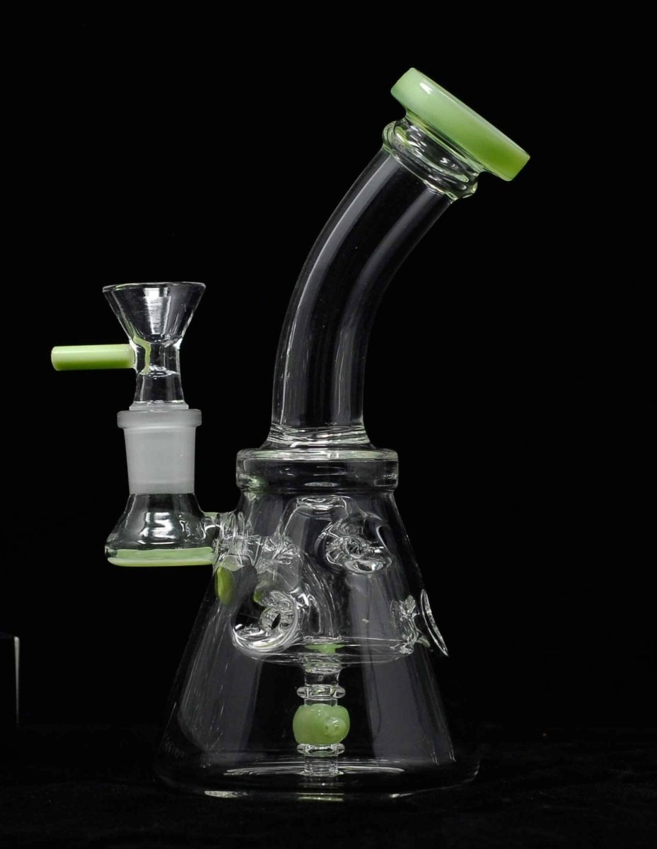 7.5" Green Glass Water Pipe Recycler - Simple Glass Pipe