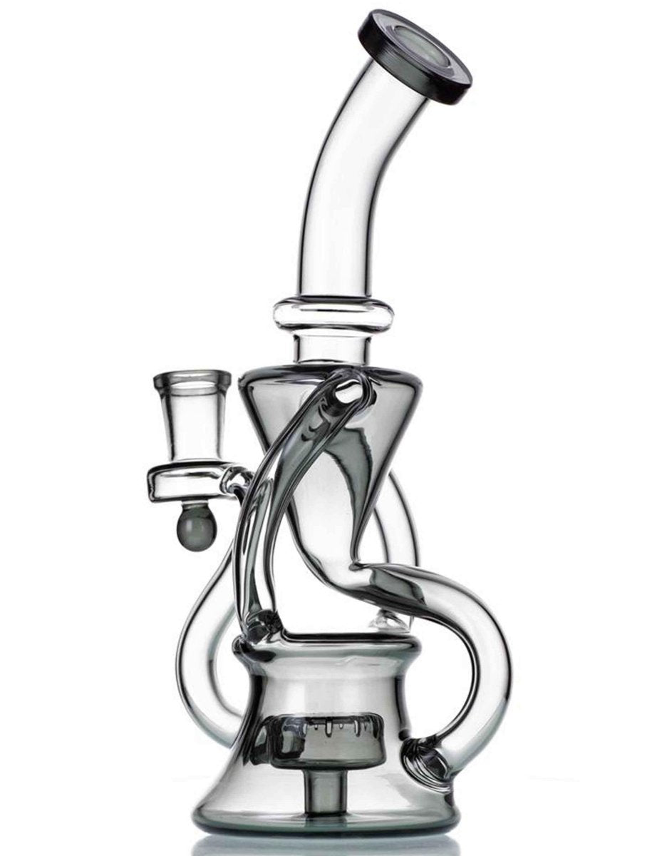 9-inch dark gray recycler dab rig with showerhead perc