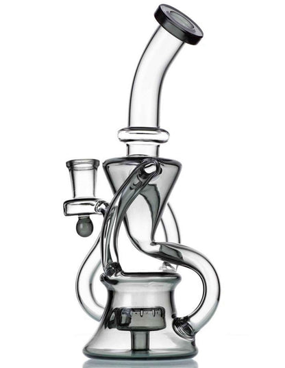 9-inch dark gray recycler dab rig with showerhead perc