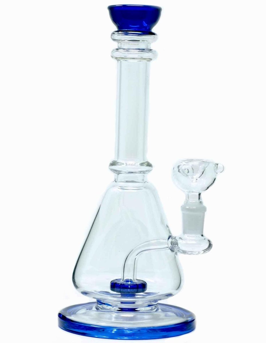 Showerhead perc beaker bong with colored accents