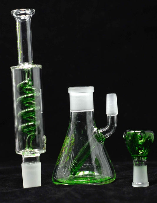 10" Spring Coil Straight Neck Glass Water Bong Pipe - Simple Glass Pipe