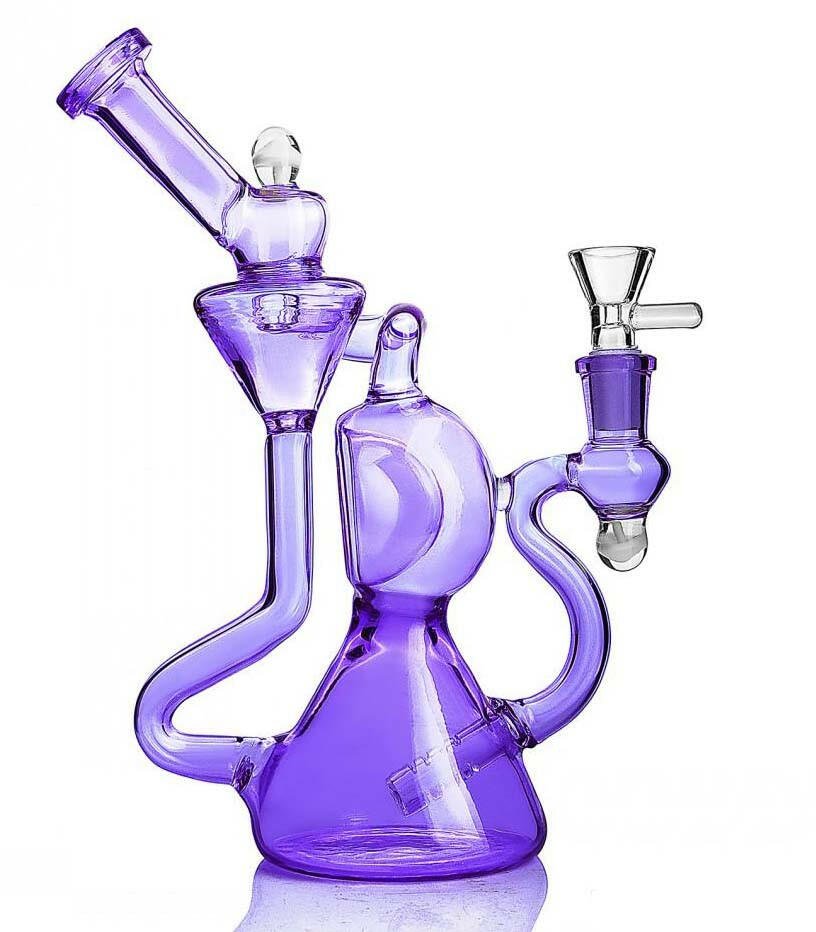 Recycler glass pathway detail on colorful water bong