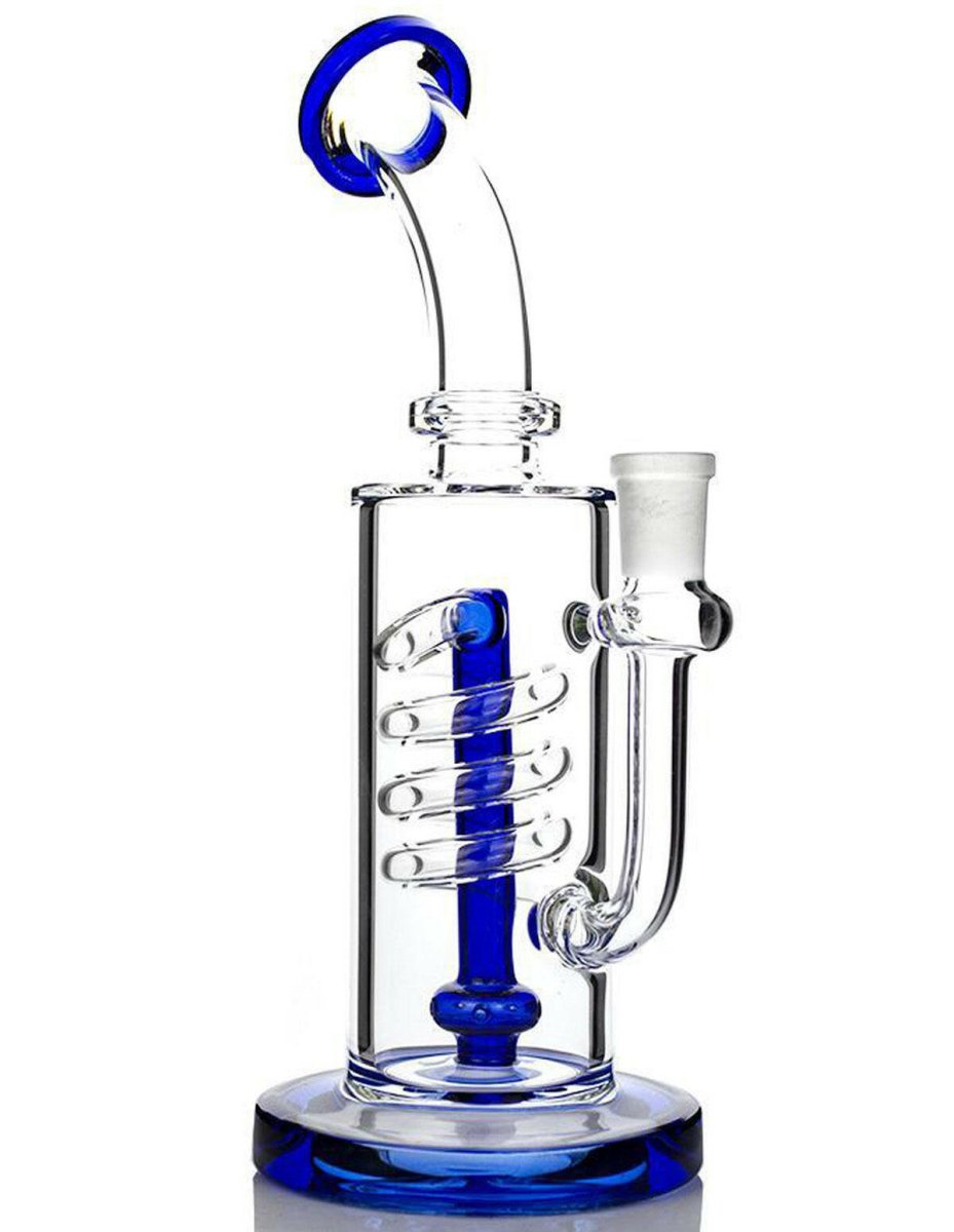 10" Straight Tube Spiral Perc Glass Water Pipe - Simple Glass Pipe