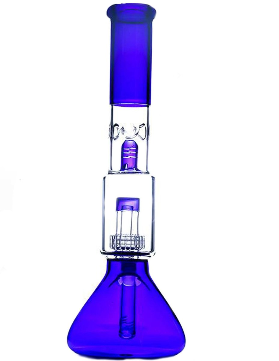 13 inch blue showerhead perc beaker bong