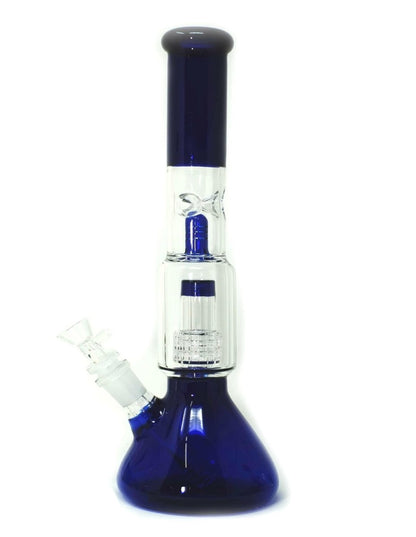 13 inch blue perc bong front view