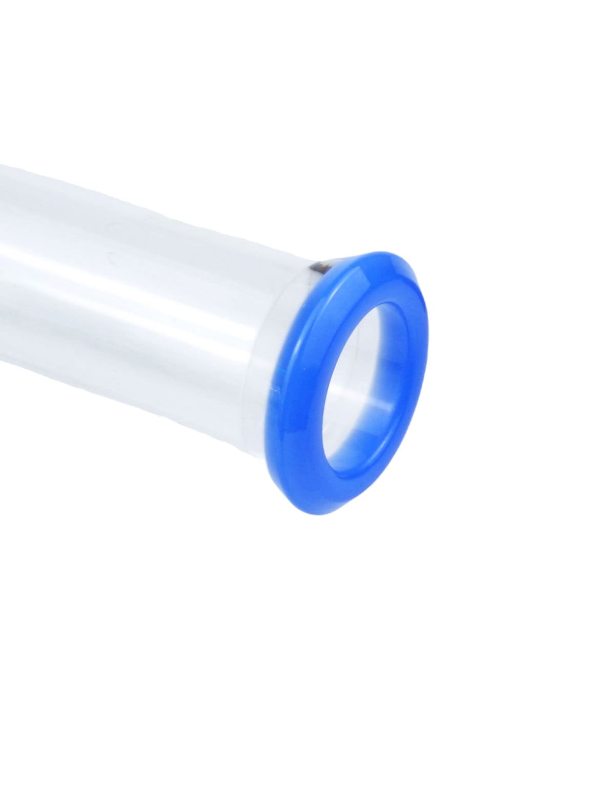 Clear beaker bong with blue or green mouth ring detail