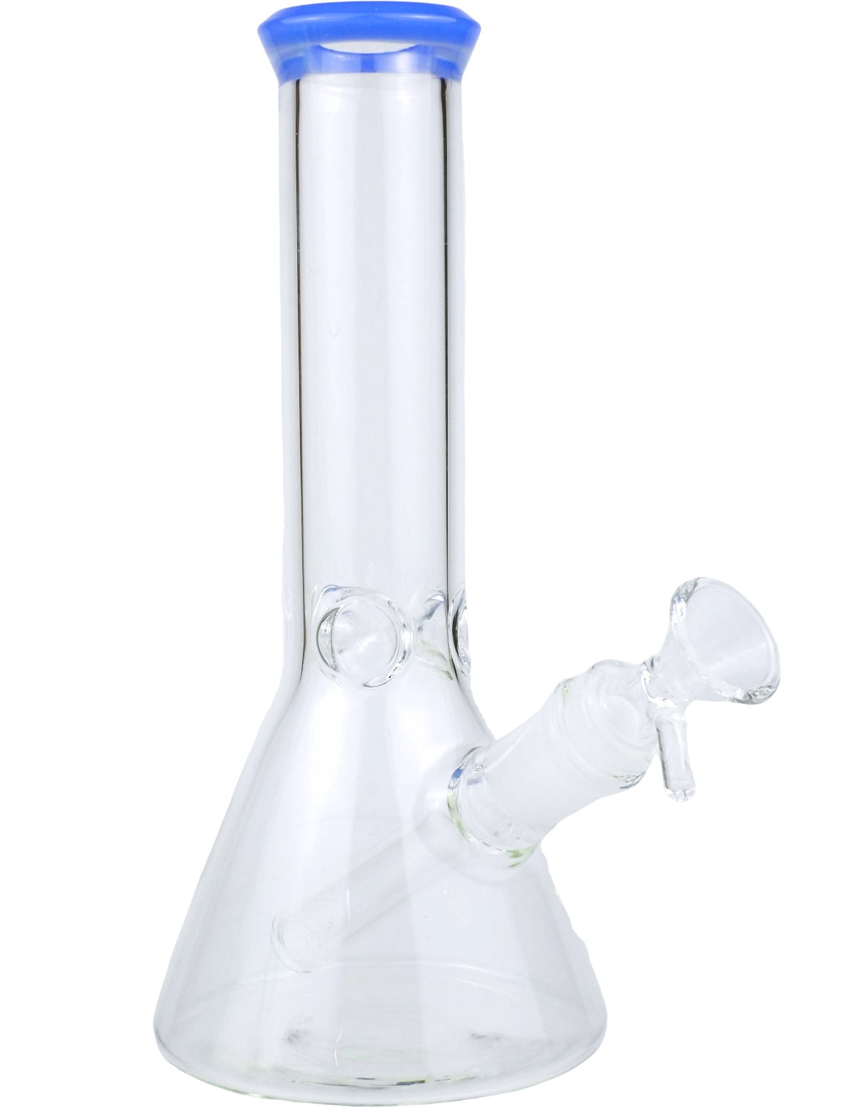 8-inch clear beaker bong with ice pinch and colored mouth ring