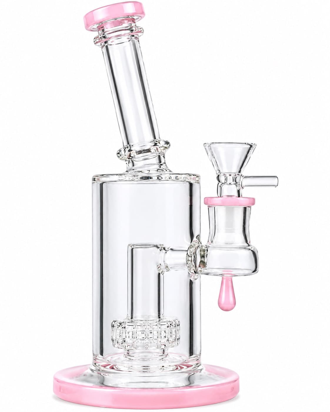 6-inch pink matrix perc glass water pipe