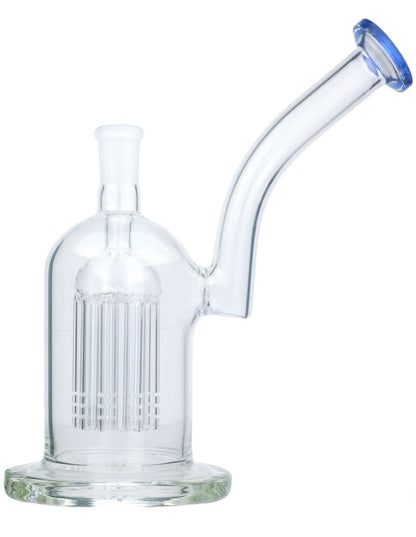 Clear tree perc water pipe with blue mouthpiece accent