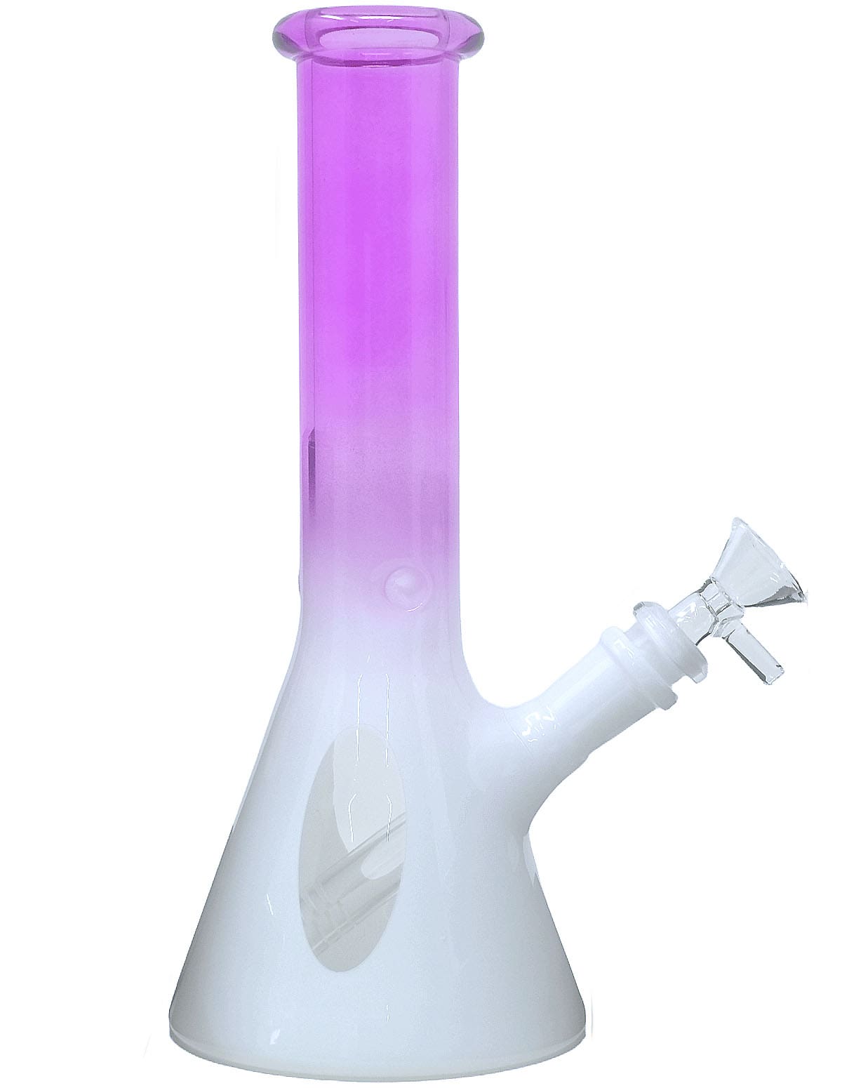 10 inch pink and purple painted beaker bong with white base