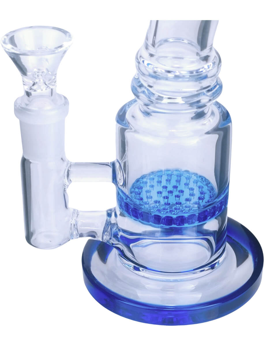 6.5-inch blue honeycomb perc mini bong alternate view