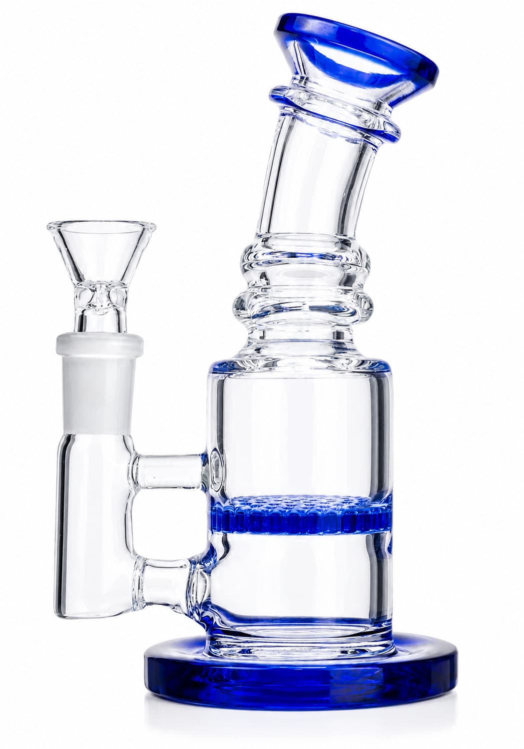 6.5-inch blue honeycomb perc mini bong