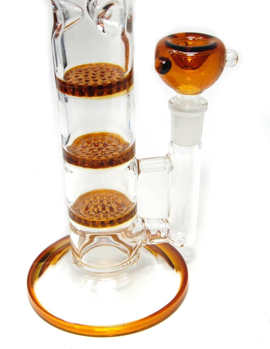 11" Glass 3 layer Honeycomb Perc with Ice Pinch Water pipe - Simple Glass Pipe