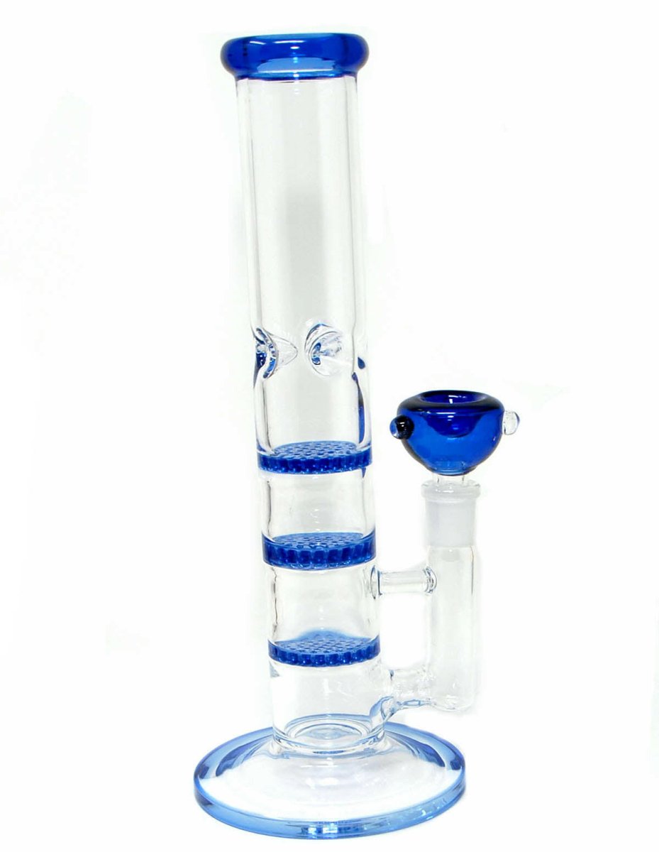 11" Glass 3 layer Honeycomb Perc with Ice Pinch Water pipe - Simple Glass Pipe