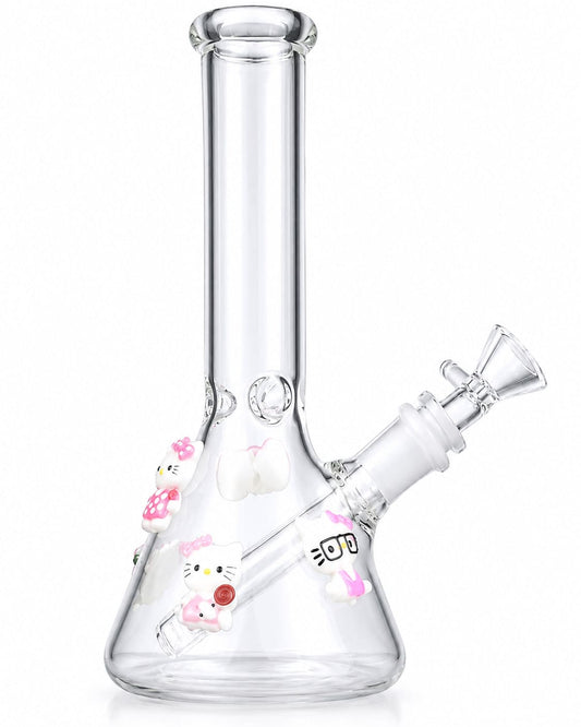 8-inch character beaker bong with decorative accents