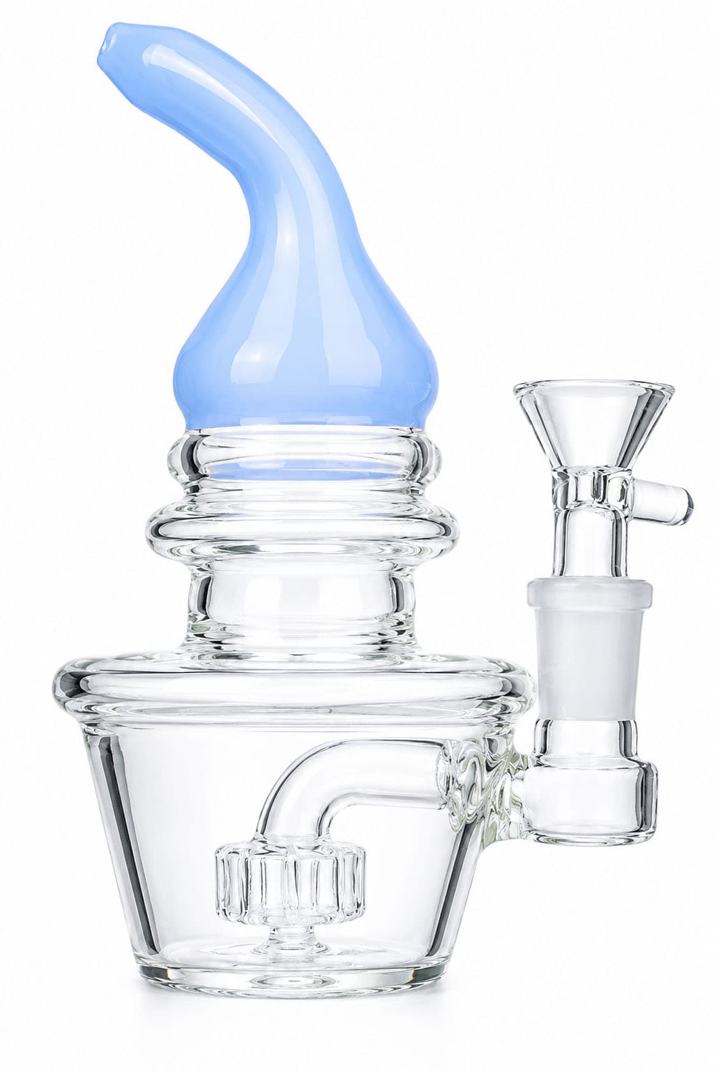 7-inch blue twist glass water pipe with inline perc