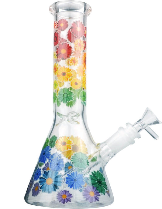 🌼 Rainbow Bloom Beaker Bong – Happy Looks, Easy Hits 10"
