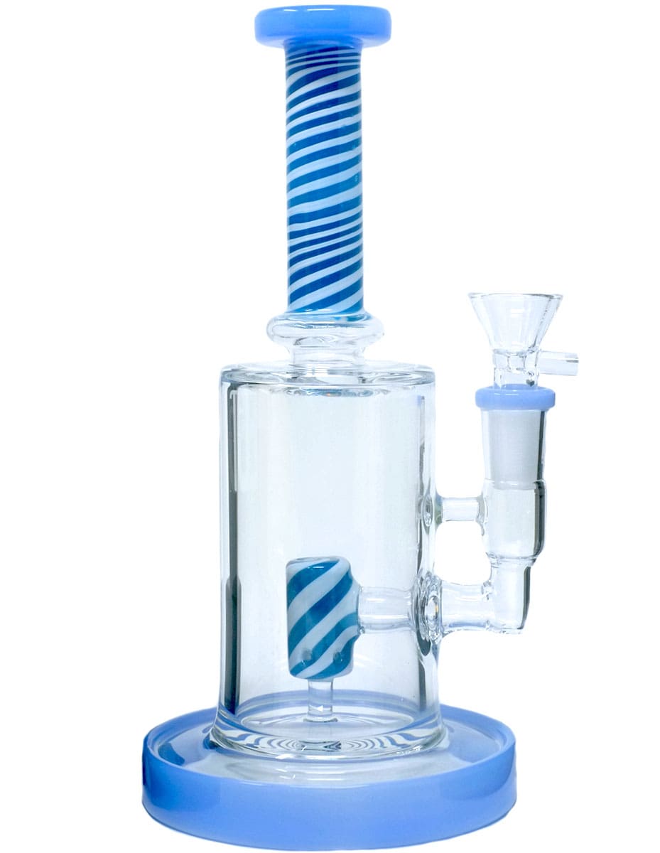 8-inch ice blue swirl perc glass bong alternate view