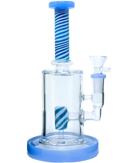 Skyline Swirl Glass Water Pipe – Ice Blue Perc Edition 8 inch