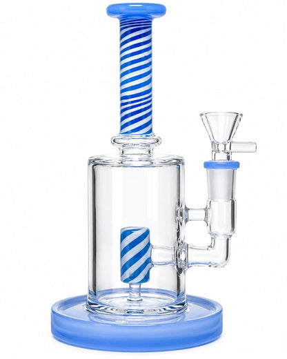 8-inch ice blue swirl perc glass bong with 14mm joint