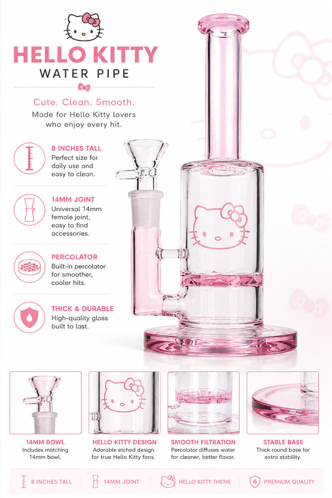 Pink character glass water pipe with straight body