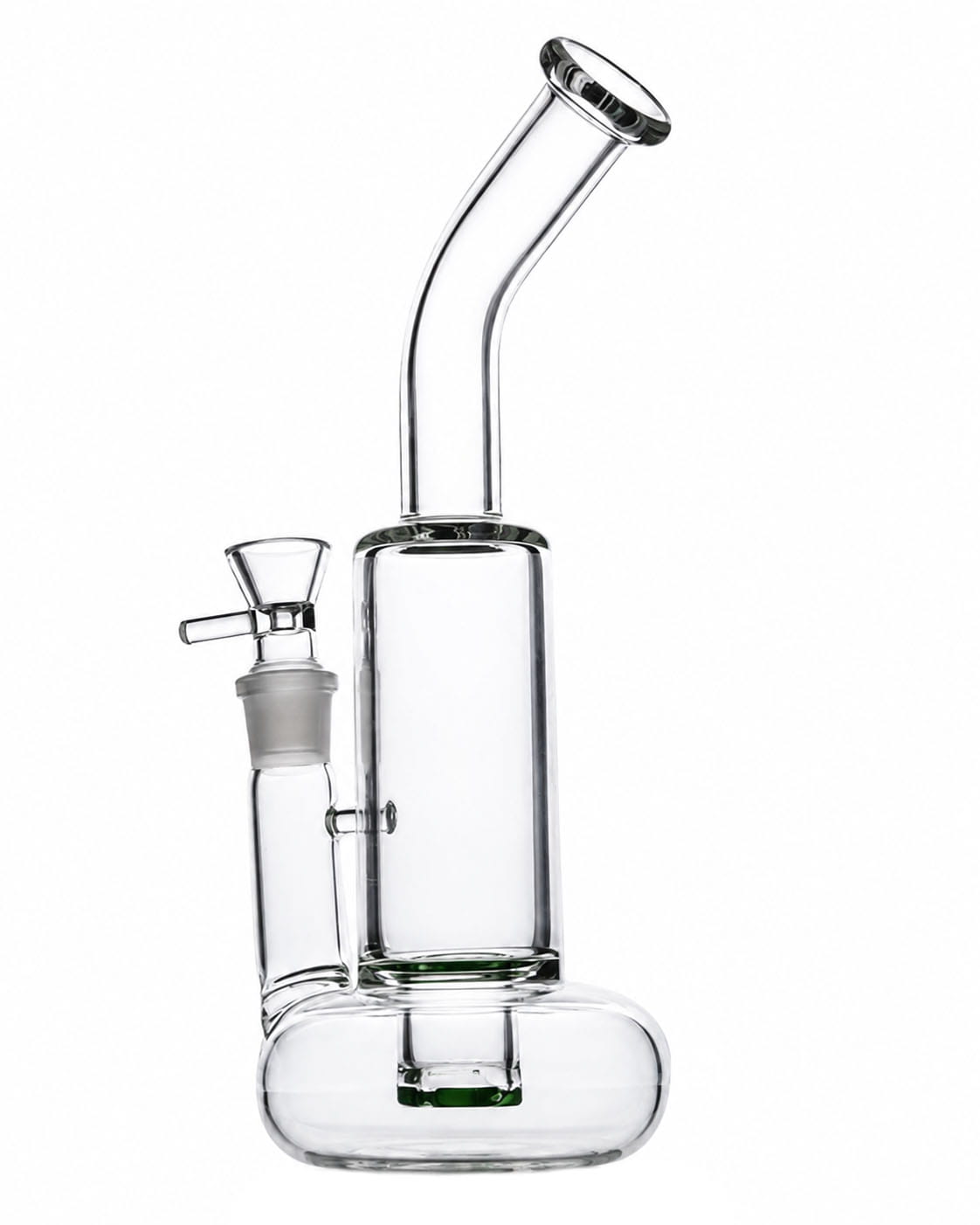 10-inch clear curved-neck glass water pipe with 18mm joint