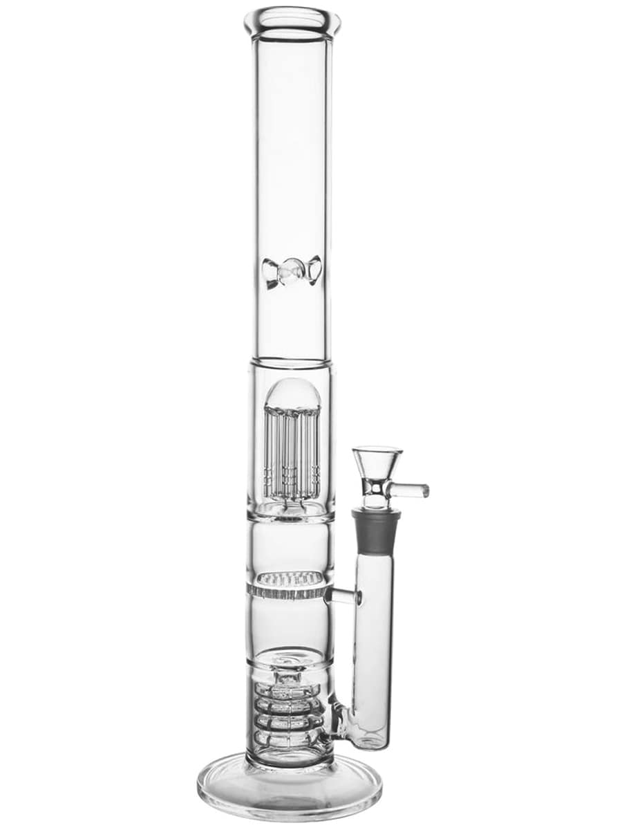 17-inch clear triple-percolator glass water pipe