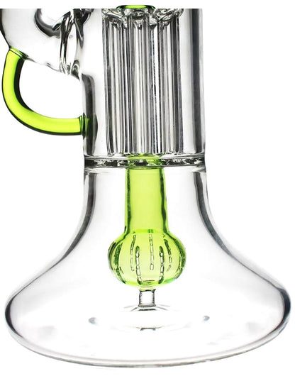 Green-accent triple-percolator glass water pipe alternate view
