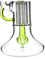 14" Clear Glass Water Pipe with Green Accents – Triple Percolator for Smooth Hits