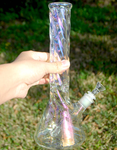 12" 5mm Thick Twisting Beaker Glass Bong Pipe