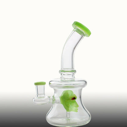 7" Green Skull Glass Water Pipe