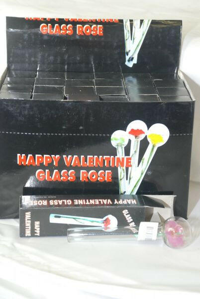 6" Glass I love YOu Rose Tube in retail packing,  24ct box - Simple Glass Pipe