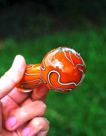 5" Red Pretty  Heavy Glass hand pipe