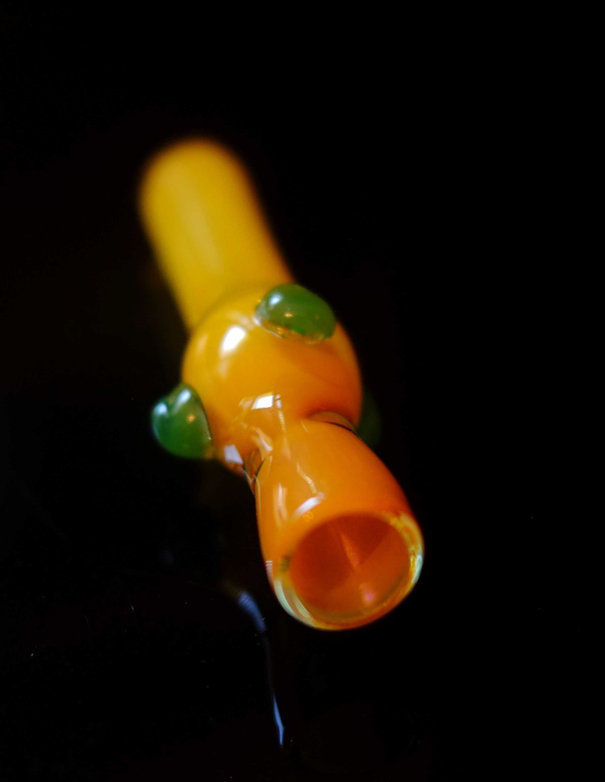 4" Glass Chillum Pipe in Orange with blue dots