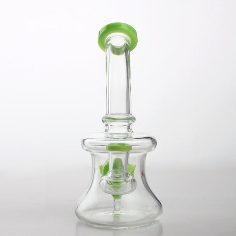 7" Green Skull Glass Water Pipe