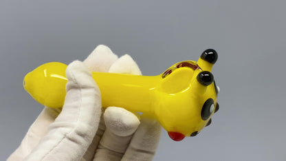 4" Yellow Pikachu-Style Glass Animal Hand Pipe