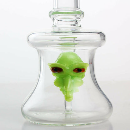 7" Green Skull Glass Water Pipe
