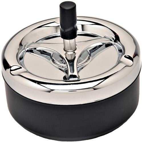 Round Push Down Cigarette Ashtray with Spinning Tray