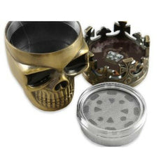 King Crowned Skull Herb Tobacco spice Grinder 3 parts, - Simple Glass Pipe