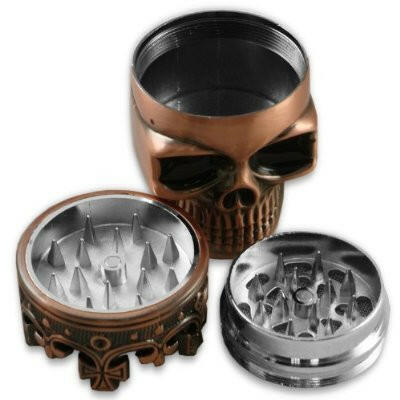 King Crowned Skull Herb Tobacco spice Grinder 3 parts, - Simple Glass Pipe