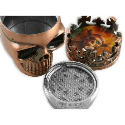 King Crowned Skull Herb Tobacco spice Grinder 3 parts, - Simple Glass Pipe