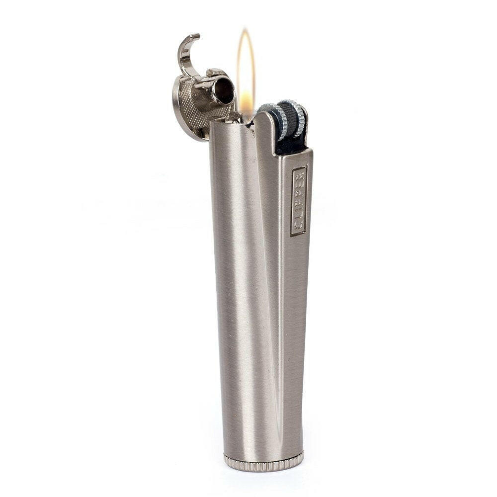 Clipper silver metal flint-wheel petrol lighter 75mm