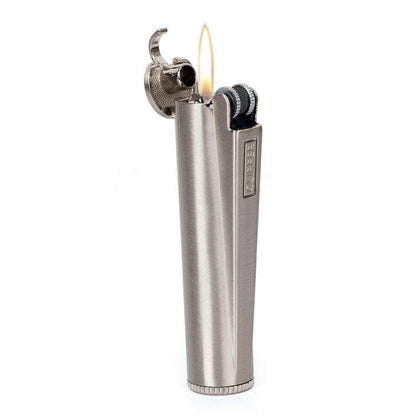 Clipper silver metal flint-wheel petrol lighter 75mm
