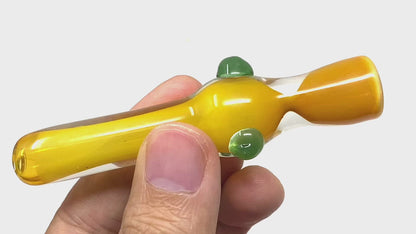 4" Orange Glass Chillum with Blue Dots – 25–30g