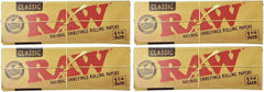 Raw Unrefined Classic 1.25 1 1-4 Size Cigarette Rolling Papers, 4 Packs