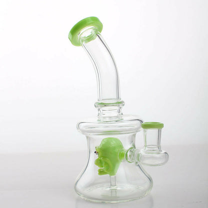 7" Green Skull Glass Water Pipe